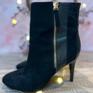 Next Black Heeled Boots with Gold Accent